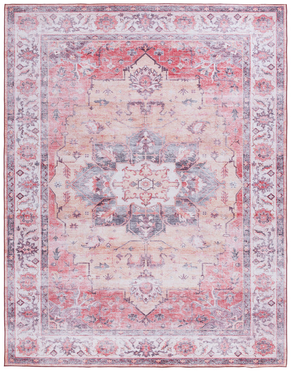 Safavieh Tucson Exquisite Floral Power Loomed Rug - Machine Washable, Slip-resistant, Timeless Elegance Rust ,Beige Polyester Pile Tsn163p-26