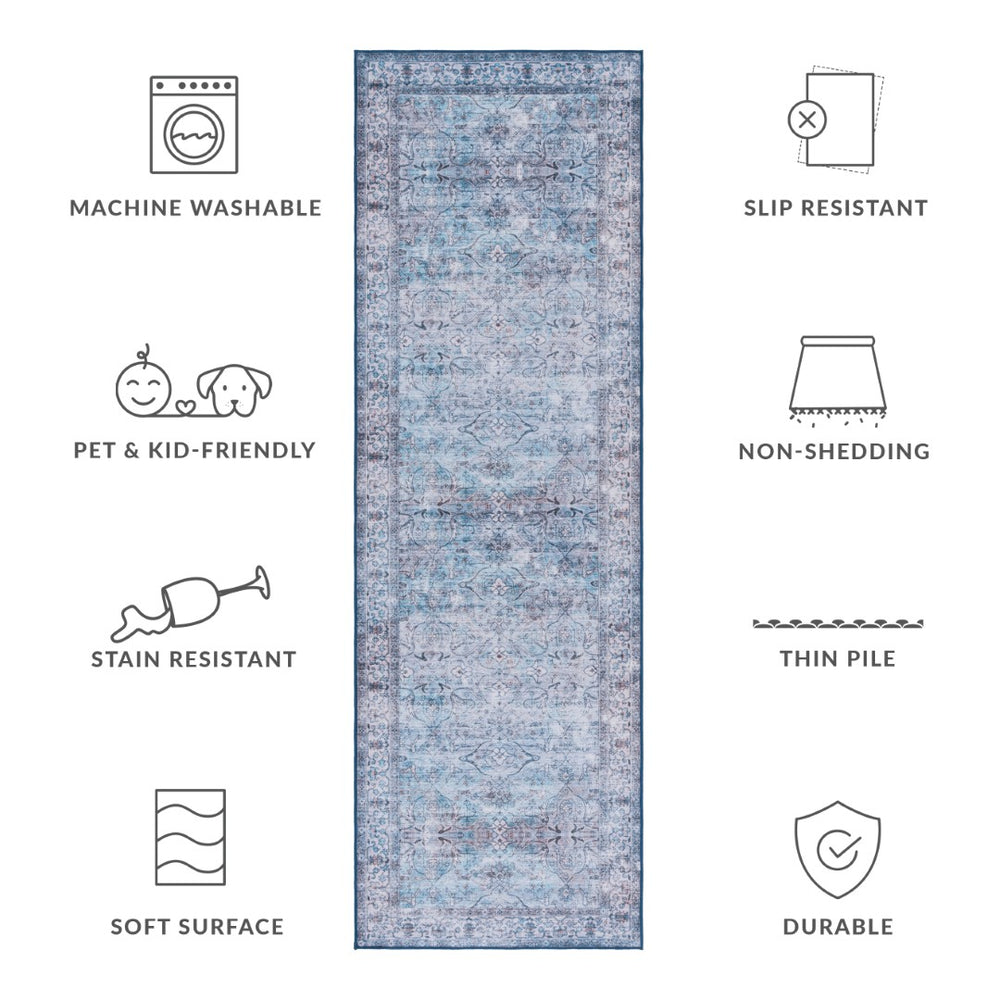 Safavieh Tucson Exquisite Machine Washable Area Rug - Slip Resistant, Timeless Design For Elegant Interiors Aqua ,Pink Polyester Tsn173j-26