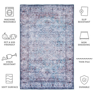 Safavieh Tucson Exquisite Machine Washable Area Rug - Slip Resistant, Timeless Design For Elegant Interiors Aqua ,Pink Polyester Tsn173j-26