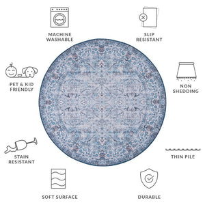 Safavieh Tucson Exquisite Machine Washable Area Rug - Slip Resistant, Timeless Design For Elegant Interiors Aqua ,Pink Polyester Tsn173j-26