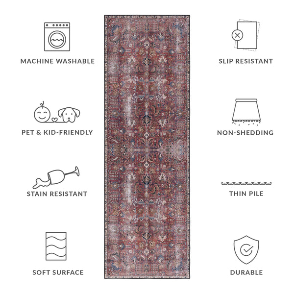 Safavieh Tucson Timeless Traditional Rug – Machine Washable, Slip Resistant, Durable Design For Any Room Red ,Beige Polyester Pile Tsn174q-24