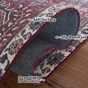 Safavieh Tucson Timeless Traditional Rug – Machine Washable, Slip Resistant, Durable Design For Any Room Red ,Beige Polyester Pile Tsn174q-24