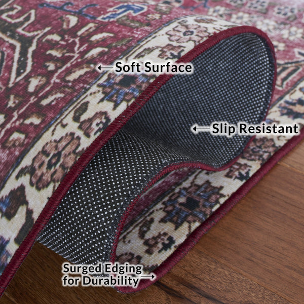 Safavieh Tucson Timeless Traditional Rug – Machine Washable, Slip Resistant, Durable Design For Any Room Red ,Beige Polyester Pile Tsn174q-24