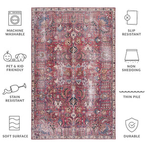 Safavieh Tucson Timeless Traditional Rug – Machine Washable, Slip Resistant, Durable Design For Any Room Red ,Beige Polyester Pile Tsn174q-24