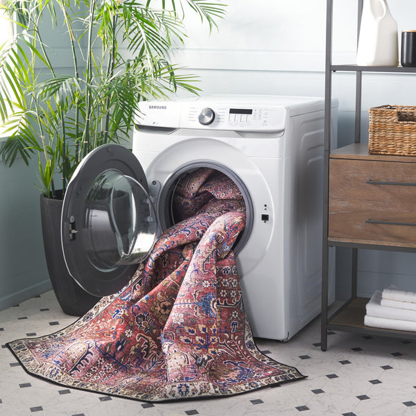 Safavieh Tucson Timeless Traditional Rug – Machine Washable, Slip Resistant, Durable Design For Any Room Red ,Beige Polyester Pile Tsn174q-24