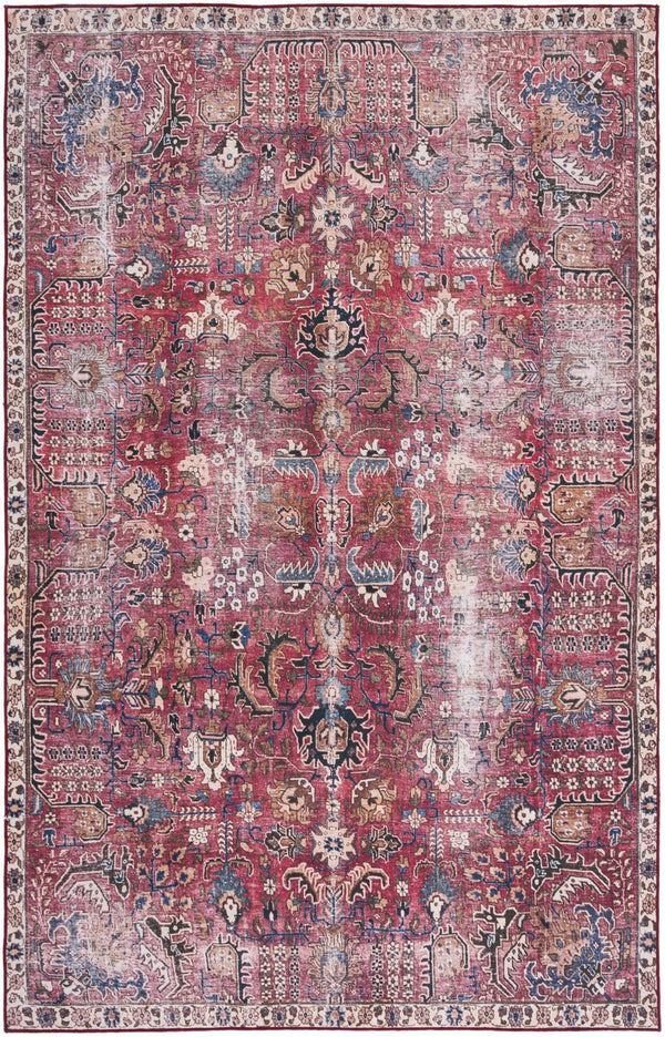 Safavieh Tucson Timeless Traditional Rug – Machine Washable, Slip Resistant, Durable Design For Any Room Red ,Beige Polyester Pile Tsn174q-24