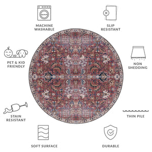 Safavieh Tucson Timeless Traditional Rug – Machine Washable, Slip Resistant, Durable Design For Any Room Red ,Beige Polyester Pile Tsn174q-24