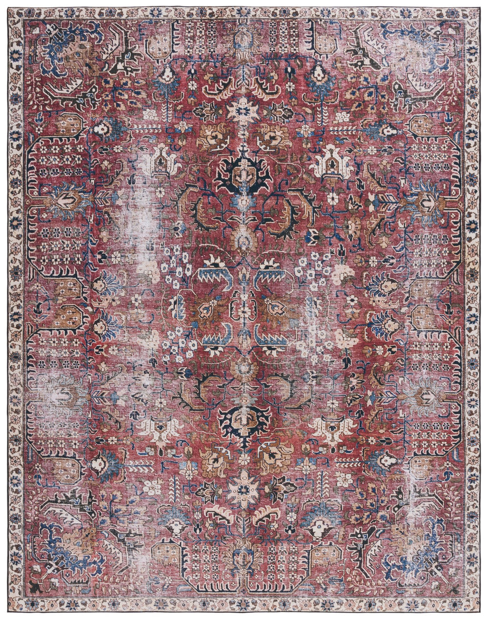 Safavieh Tucson Timeless Traditional Rug – Machine Washable, Slip Resistant, Durable Design For Any Room Red ,Beige Polyester Pile Tsn174q-24