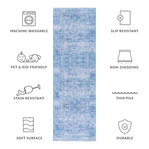 Safavieh Tucson Exquisite Power Loomed Area Rug - Luxurious Floral Design, Washable & Slip-resistant Purple ,Blue Polyester Pile Tsn185v-4sq