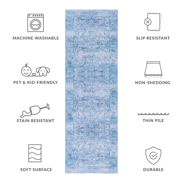 Safavieh Tucson Exquisite Power Loomed Area Rug - Luxurious Floral Design, Washable & Slip-resistant Purple ,Blue Polyester Pile Tsn185v-4sq