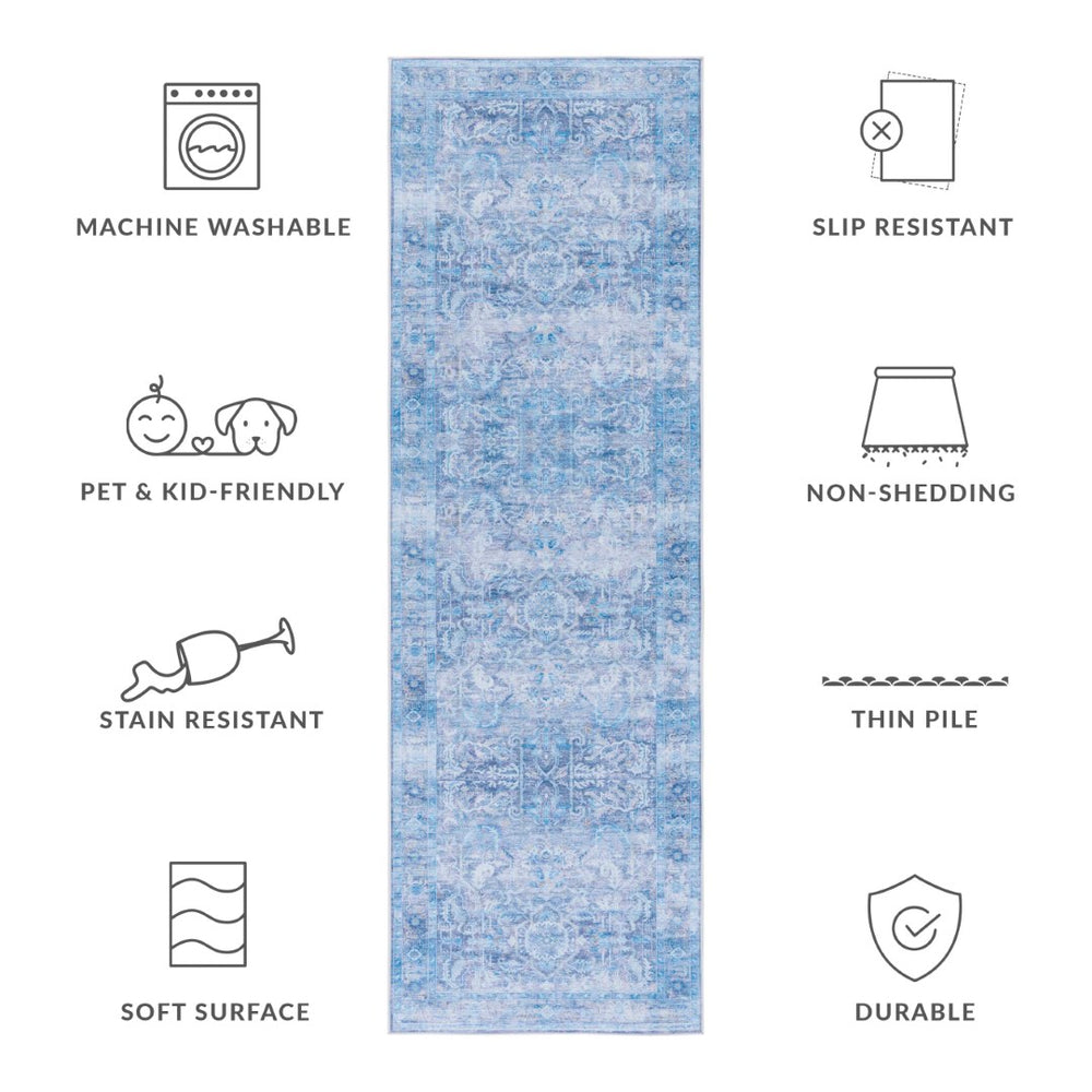Safavieh Tucson Elegant Floral Pattern Area Rug - Machine Washable, Slip-resistant, Durable Home Decor Accent Purple ,Blue Polyester Pile Tsn185v-57