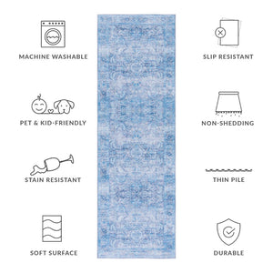 Safavieh Tucson Elegant Floral Pattern Area Rug - Machine Washable, Slip-resistant, Durable Home Decor Accent Purple ,Blue Polyester Pile Tsn185v-57