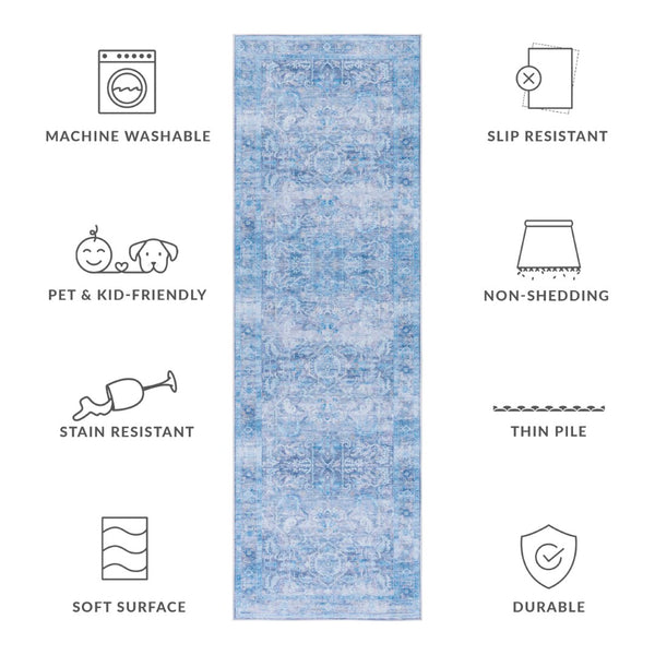 Safavieh Tucson Elegant Floral Pattern Area Rug - Machine Washable, Slip-resistant, Durable Home Decor Accent Purple ,Blue Polyester Pile Tsn185v-57