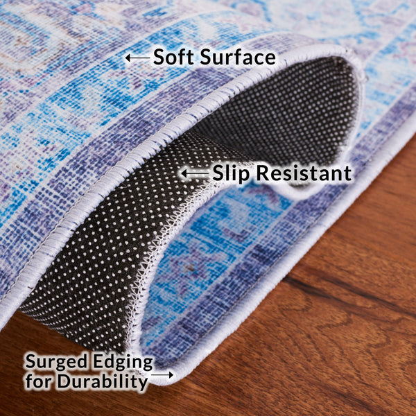 Safavieh Tucson Exquisite Power Loomed Area Rug - Luxurious Floral Design, Washable & Slip-resistant Purple ,Blue Polyester Pile Tsn185v-4sq