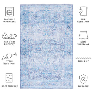 Safavieh Tucson Elegant Floral Pattern Area Rug - Machine Washable, Slip-resistant, Durable Home Decor Accent Purple ,Blue Polyester Pile Tsn185v-57