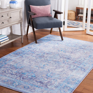 Safavieh Tucson Exquisite Power Loomed Area Rug - Luxurious Floral Design, Washable & Slip-resistant Purple ,Blue Polyester Pile Tsn185v-4sq