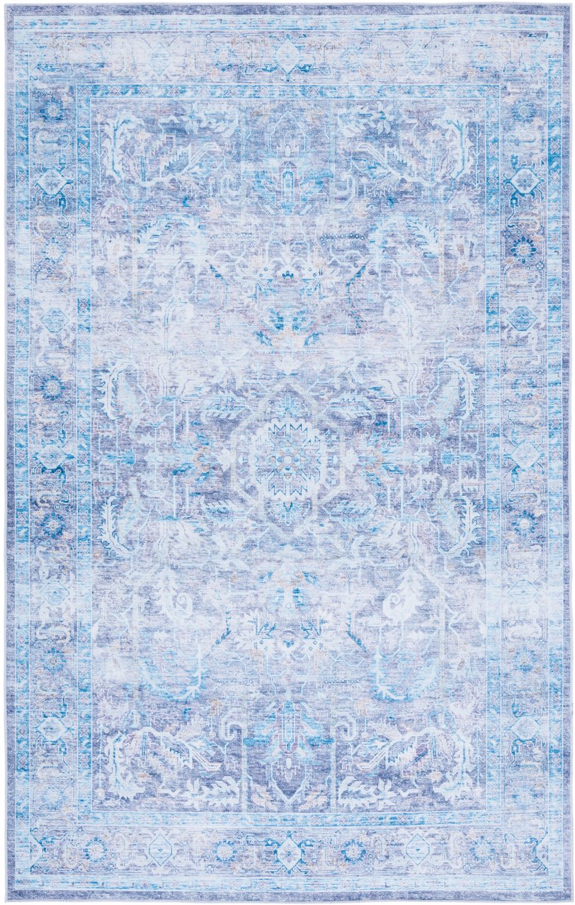 Safavieh Tucson Exquisite Power Loomed Area Rug - Luxurious Floral Design, Washable & Slip-resistant Purple ,Blue Polyester Pile Tsn185v-4sq