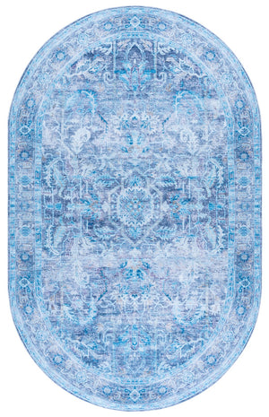 Safavieh Tucson Traditional Oval Area Rug 5x8 Feet - Purple Blue, Machine Washable & Slip Resistant Elegance Purple ,Blue Polyester Pile Tsn185v-5ov