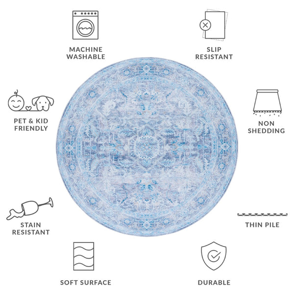 Safavieh Tucson Elegant Floral Pattern Area Rug - Machine Washable, Slip-resistant, Durable Home Decor Accent Purple ,Blue Polyester Pile Tsn185v-57
