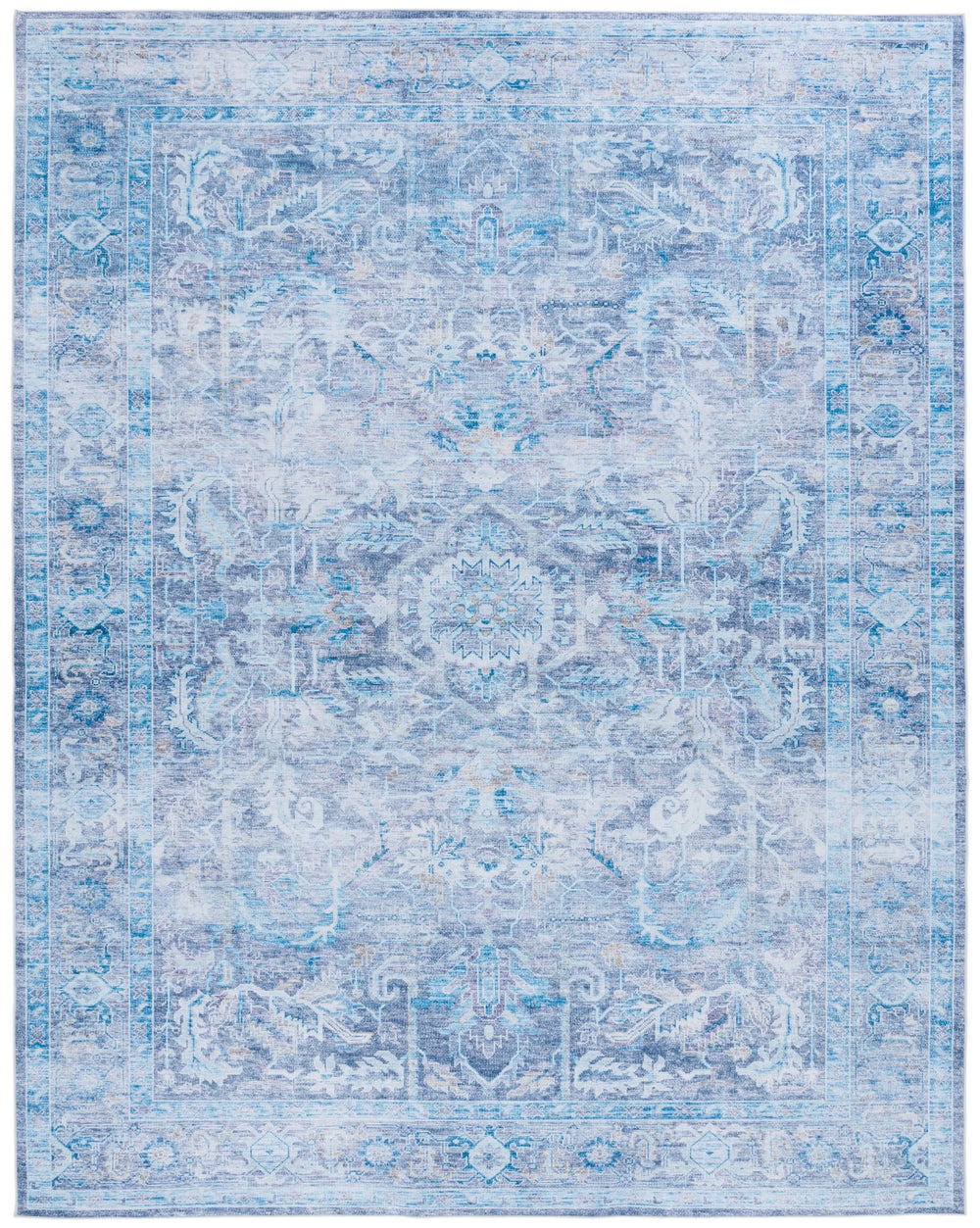 Safavieh Tucson Exquisite Power Loomed Area Rug - Luxurious Floral Design, Washable & Slip-resistant Purple ,Blue Polyester Pile Tsn185v-4sq