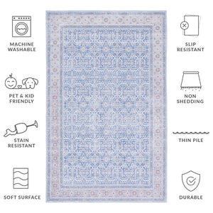 Safavieh Tucson Elegant Area Rug – Durable, Machine Washable, Slip-resistant Design To Elevate Your Home Decor Blue ,Rust Polyester Tsn186m-26