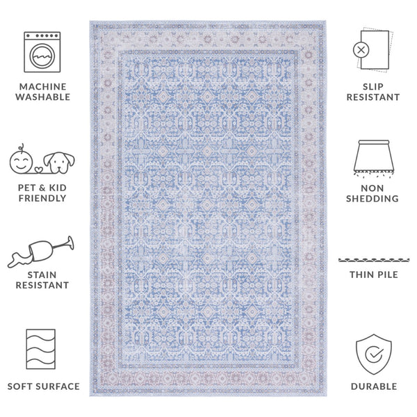 Safavieh Tucson Elegant Area Rug – Durable, Machine Washable, Slip-resistant Design To Elevate Your Home Decor Blue ,Rust Polyester Tsn186m-26