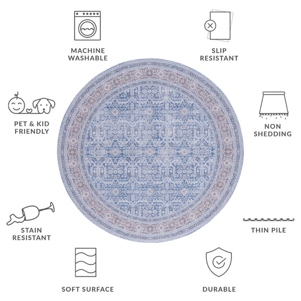 Safavieh Tucson Elegant Area Rug – Durable, Machine Washable, Slip-resistant Design To Elevate Your Home Decor Blue ,Rust Polyester Tsn186m-26