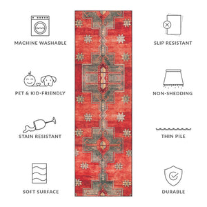 Safavieh Tucson Elegant Machine Washable Rug With Slip Resistant Backing For High Traffic Areas - Transform Your Space Rust ,Green Polyester Tsn189p-4r