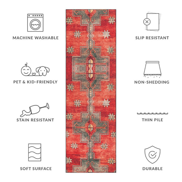 Safavieh Tucson Elegant Machine Washable Rug With Slip Resistant Backing For High Traffic Areas - Transform Your Space Rust ,Green Polyester Tsn189p-4r