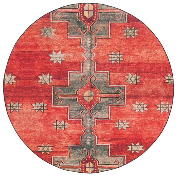 Safavieh Tucson Elegant Machine Washable Rug With Slip Resistant Backing For High Traffic Areas - Transform Your Space Rust ,Green Polyester Tsn189p-4r