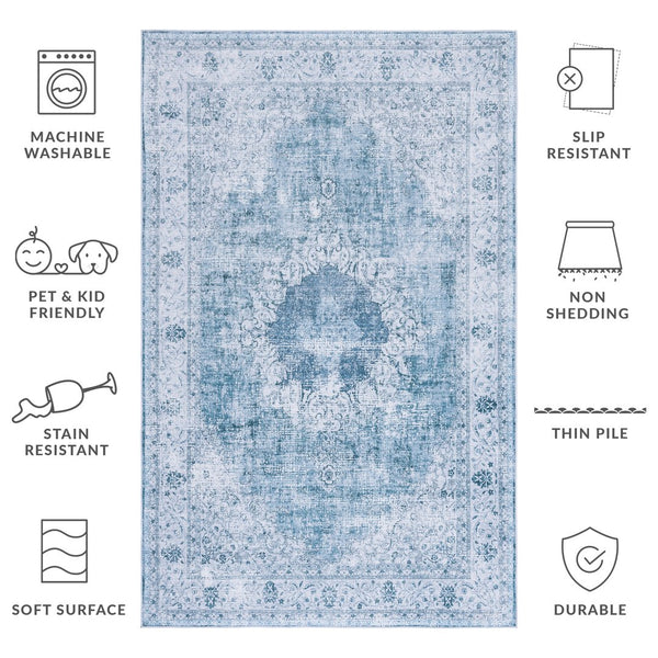 Safavieh Tucson 190x Green Area Rug - Stylish, Machine Washable, And Slip Resistant For Home Decor Bliss Green ,Grey Polyester Pile Tsn190y-10