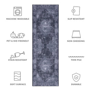 Safavieh Tucson Traditional Power Loomed Area Rug - Machine Washable, Slip Resistant Elegance For Any Space Black ,Grey Polyester Pile Tsn190z-57