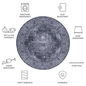 Safavieh Tucson Traditional Power Loomed Area Rug - Machine Washable, Slip Resistant Elegance For Any Space Black ,Grey Polyester Pile Tsn190z-57