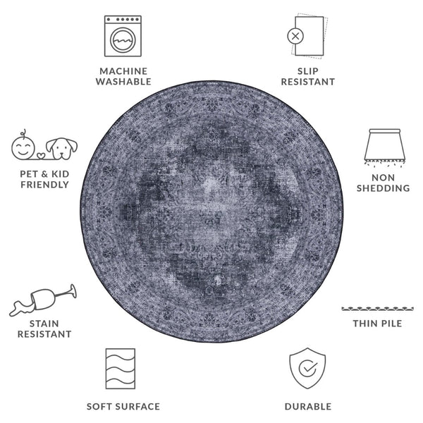 Safavieh Tucson Traditional Power Loomed Area Rug - Machine Washable, Slip Resistant Elegance For Any Space Black ,Grey Polyester Pile Tsn190z-57