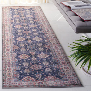 Safavieh Tucson Traditional Floral Medallion Rug - Durable, Machine Washable & Slip Resistant For Elegance Navy ,Beige Polyester Pile Tsn196n-24