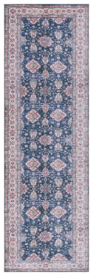 Safavieh Tucson Traditional Floral Medallion Rug - Durable, Machine Washable & Slip Resistant For Elegance Navy ,Beige Polyester Pile Tsn196n-24