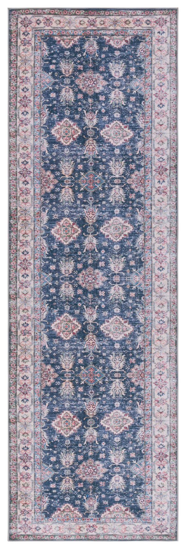 Safavieh Tucson Traditional Floral Medallion Rug - Durable, Machine Washable & Slip Resistant For Elegance Navy ,Beige Polyester Pile Tsn196n-24