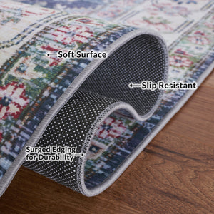 Safavieh Tucson Traditional Floral Medallion Rug - Durable, Machine Washable & Slip Resistant For Elegance Navy ,Beige Polyester Pile Tsn196n-24