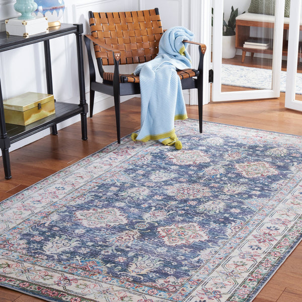 Safavieh Tucson Traditional Floral Medallion Rug - Durable, Machine Washable & Slip Resistant For Elegance Navy ,Beige Polyester Pile Tsn196n-24