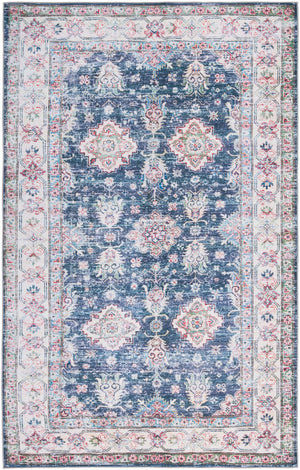 Safavieh Tucson Traditional Floral Medallion Rug - Durable, Machine Washable & Slip Resistant For Elegance Navy ,Beige Polyester Pile Tsn196n-24