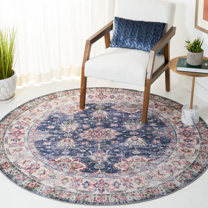 Safavieh Tucson Traditional Floral Medallion Rug - Durable, Machine Washable & Slip Resistant For Elegance Navy ,Beige Polyester Pile Tsn196n-24
