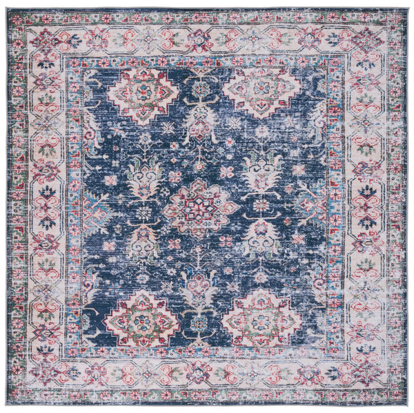 Safavieh Tucson Traditional Floral Medallion Rug - Durable, Machine Washable & Slip Resistant For Elegance Navy ,Beige Polyester Pile Tsn196n-24