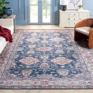 Safavieh Tucson Traditional Floral Medallion Rug - Durable, Machine Washable & Slip Resistant For Elegance Navy ,Beige Polyester Pile Tsn196n-24