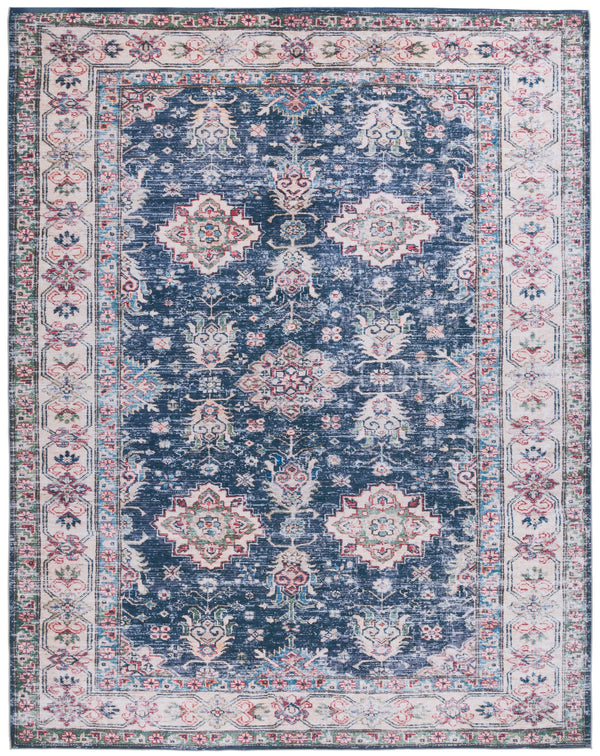 Safavieh Tucson Traditional Floral Medallion Rug - Durable, Machine Washable & Slip Resistant For Elegance Navy ,Beige Polyester Pile Tsn196n-24