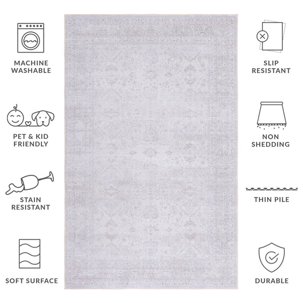 Safavieh Tucson Elegant Traditional Area Rug - Machine Washable, Slip Resistant, Durable Soft Polyester Design Beige ,Beige Polyester Pile Tsn199b-4sq