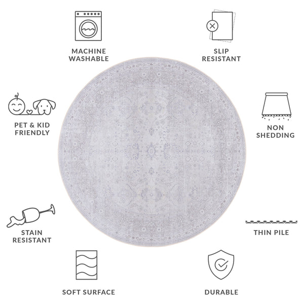 Safavieh Tucson Elegant Traditional Area Rug - Machine Washable, Slip Resistant, Durable Soft Polyester Design Beige ,Beige Polyester Pile Tsn199b-4sq