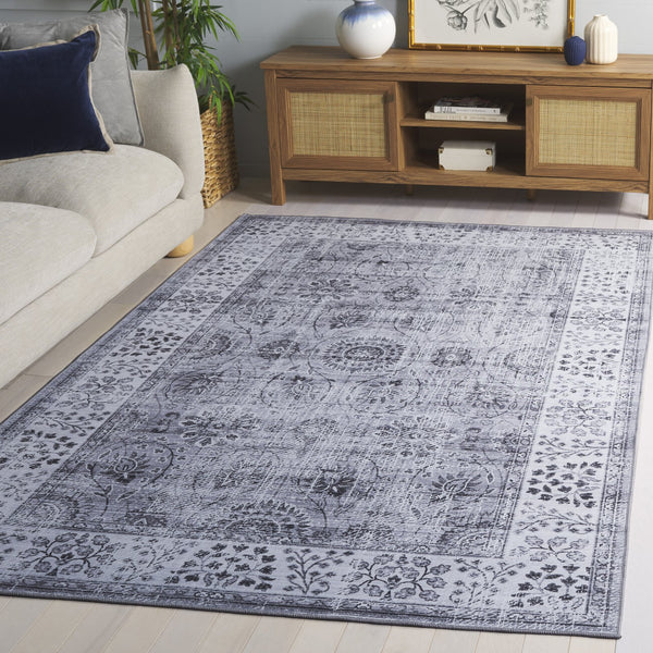 Safavieh Tucson Traditional Area Rug - Soft, Durable, Machine Washable & Slip Resistant For Easy Care Dark Grey ,Light Grey Polyester Pile Tsn204g-5