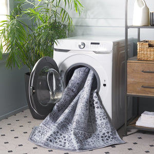 Safavieh Tucson Traditional Area Rug - Soft, Durable, Machine Washable & Slip Resistant For Easy Care Dark Grey ,Light Grey Polyester Pile Tsn204g-5