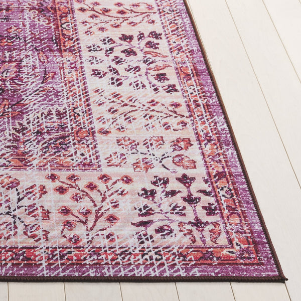 Safavieh Tucson Traditional Area Rug - Soft, Durable, Machine Washable & Slip Resistant For Easy Care Fuchsia ,Rust Polyester Pile Tsn204p-5