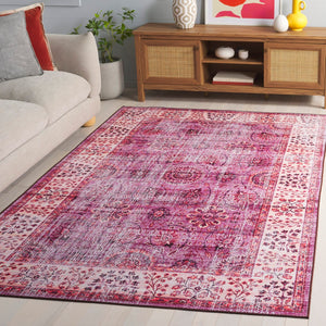 Safavieh Tucson Area Rug - Elegant Green-grey And Beige Design, Machine Washable, Slip Resistant For Safety Fuchsia ,Rust Polyester Pile Tsn204p-6